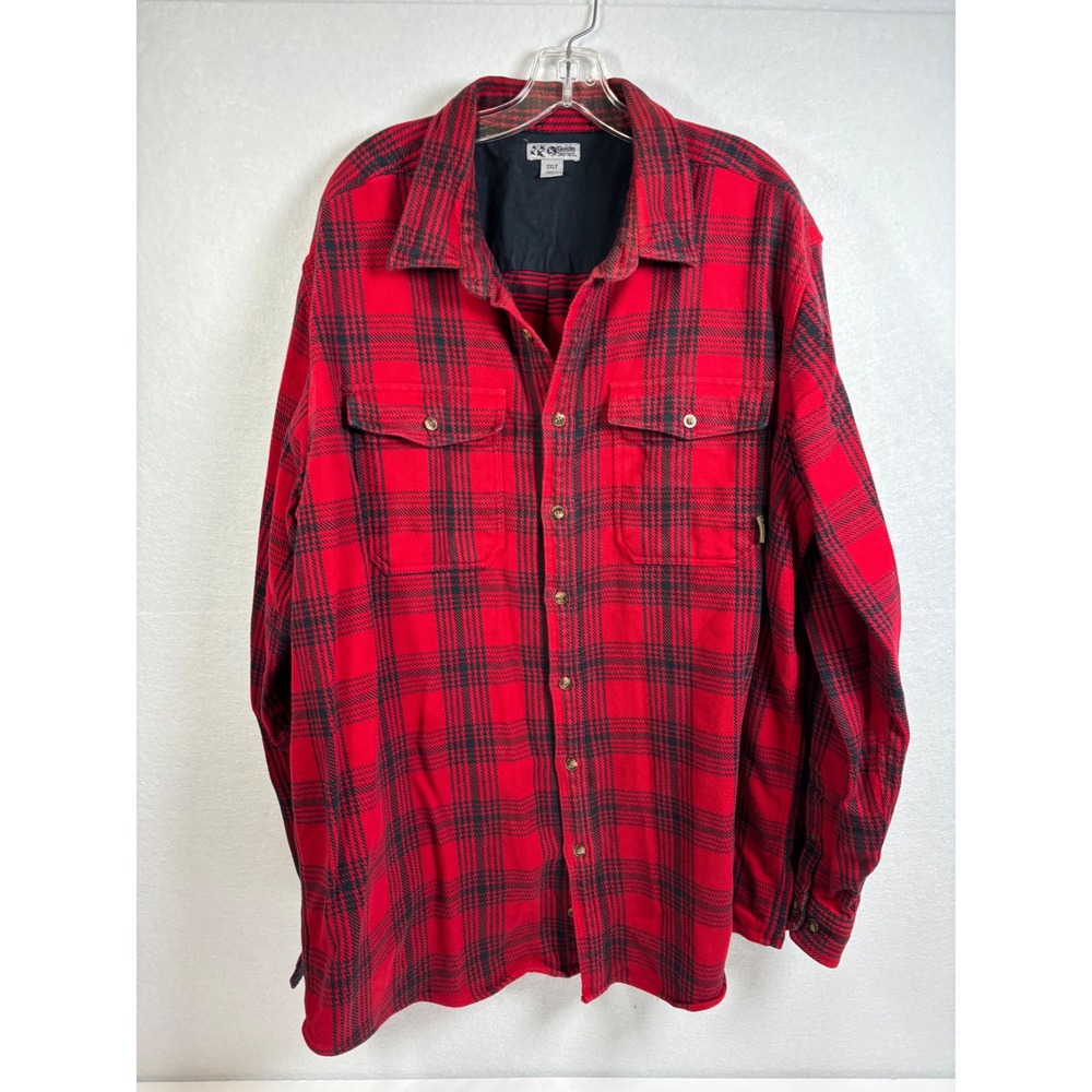 Guide Series Flannel Shirt Men 2XLT Red Black Plaid Cotton Western Workwear Tall